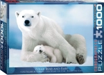 PUZZLE 1000 NIEDŹWIEDŹ POLARNY I MŁODE NOWE FOLIA