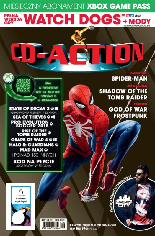 6/2018 CD ACTION SPIDER MAN GOD OF WAR  + DVD