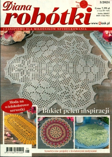 3/2024 DIANA ROBÓTKI SZYDEŁKOWANIE KWIATKOWE MOTYWY WIELOKOLOROWE SERWETKI