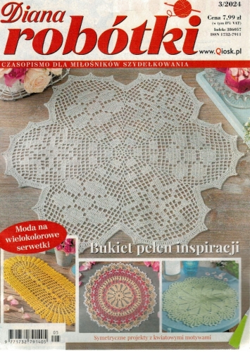 3/2024 DIANA ROBÓTKI SZYDEŁKOWANIE KWIATKOWE MOTYWY WIELOKOLOROWE SERWETKI