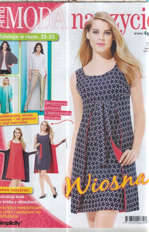1/2017 ANNA MODA NA SZYCIE  ROZM 32-52 WYKROJE