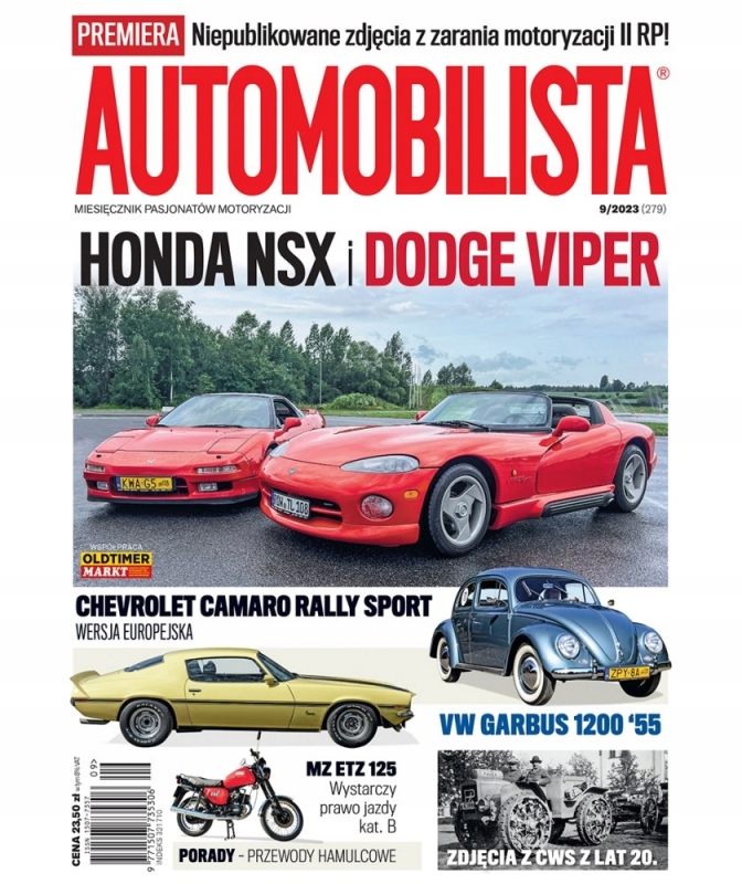 9/2023 AUTOMOBILISTA VW GARBUS MZ ETZ DODGE VIPER HONDA NSX CHEVROLET CAMAR