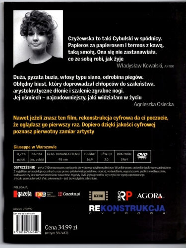 GIUSEPPE W WARSZAWIE ELŻBIETA CZYŻEWSKA DVD MISTRZOWIE POLSKIEGO KINA