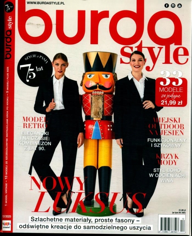 12/2025 BURDA STYLE 33 MODELE RETRO KOMBINEZON WYKROJE