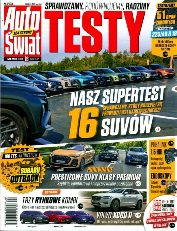 3/2025 AUTO ŚWIAT TESTY VOLVO XC60 II SUVY KLASY PREMIUM KOMBI