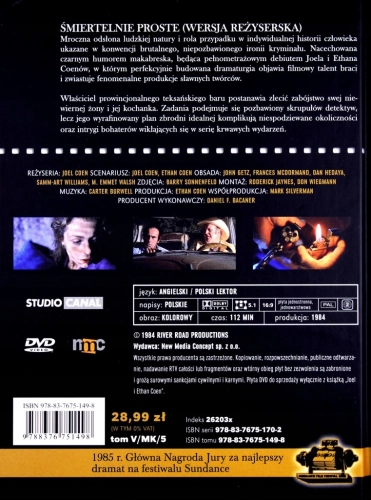 MISTRZOWIE KINA ŚMIERTELNIE PROSTE DVD JOEL i ETHAN COEN TOM 5