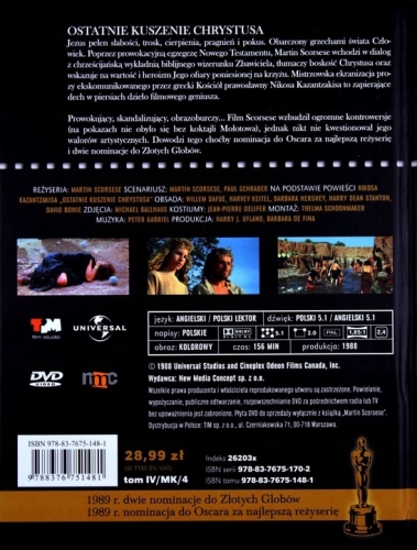 MISTRZOWIE KINA OSTATNIE KUSZENIE CHRYSTUSA DVD MARTIN SCORSESE TOM 4