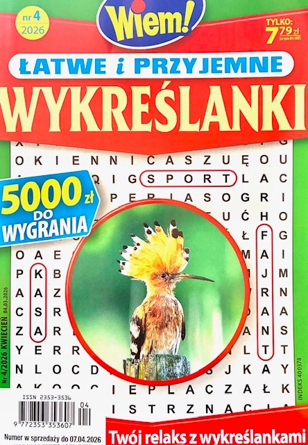 4/2026 ŁATWE I PRZYJEMNE WYKREŚLANKI WIEM! KRZYŻÓWKI
