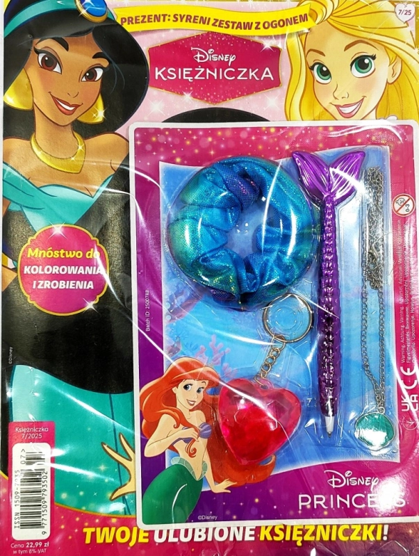 7/2025 DISNEY KSIĘŻNICZKA + PREZENT SYRENI ZESTAW Z OGONEM