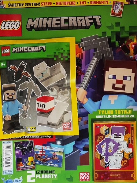 11/2024 LEGO MINECRAFT + ZABAWKA STEVE NIETOPERZ TNT DIAMENTY + KARTA