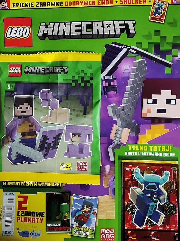 1/2025 LEGO MINECRAFT + ZABAWKA ODKRYWCA ENDU SHULKER + KARTA