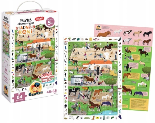 CZUCZU PUZZLE OBSERWACYJNE STADNINA KONI UKŁADANKA 84 EL.
