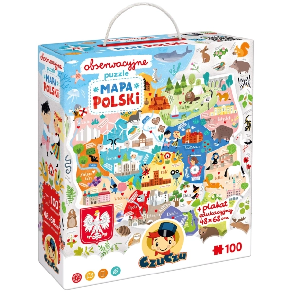 PUZZLE OBSSERWACYJNE CZUCZU MAPA POLSKI 100 ELEMENTÓW