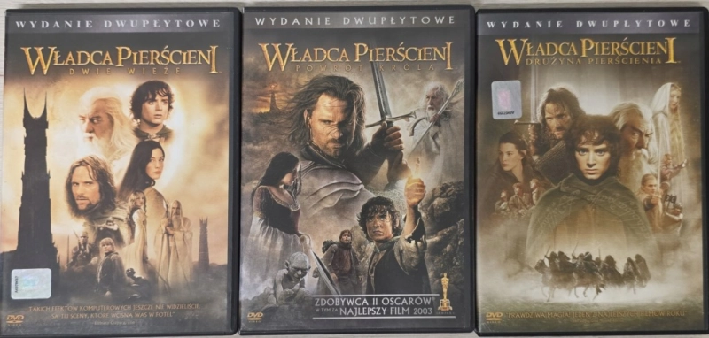 PAKIET WŁADCA PIERŚCIENI POWRÓT KRÓLA DRUŻYNA PIERŚCIENIA DWIE WIEŻE DVD