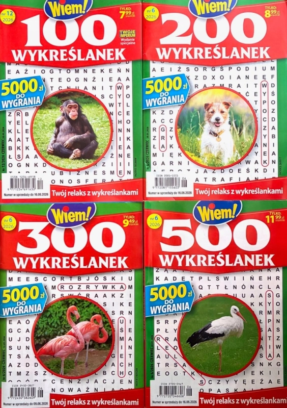 6/2026 100 200 300 500 = 1100 WYKREŚLANEK WIEM!
