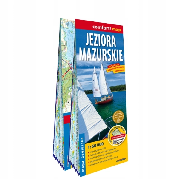 JEZIORA MAZURSKIE LAMINOWANA MAPA ŻEGLARSKA 1:60 000