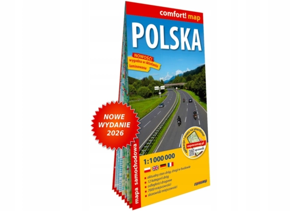 POLSKA LAMINOWANA MAPA SAMOCHODOWA 1:1 000 000 NOWE WYDANIE 2026