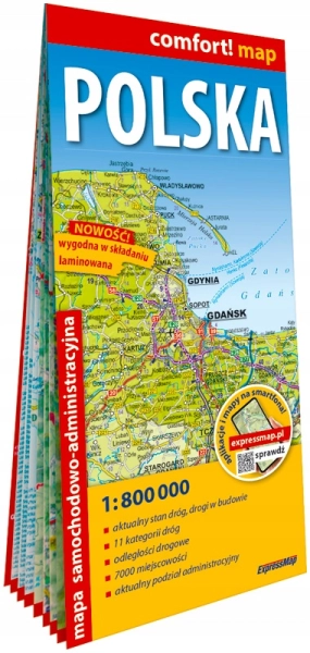 POLSKA MAPA SAMOCHODOWO-ADMINISTRACYJNA 1:800 000 NOWE WYDANIE 2026