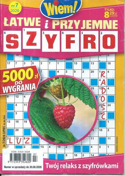 7/2026 ŁATWE I PRZYJEMNE SZYFRO KRZYŻÓWKI