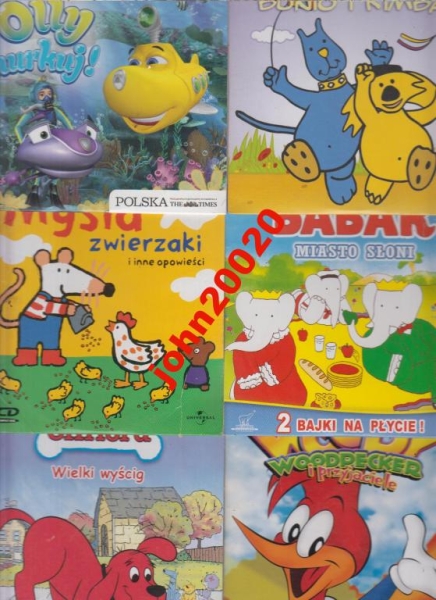 BAJECZKI ZESTAW 6 SZT.,CLIFFORD,BABAR I INNE