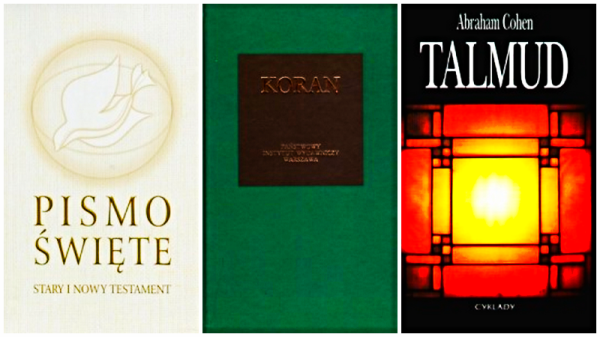 RELIGIA ŚWIĘTE KSIĘGI BIBLIA KORAN TALMUD 