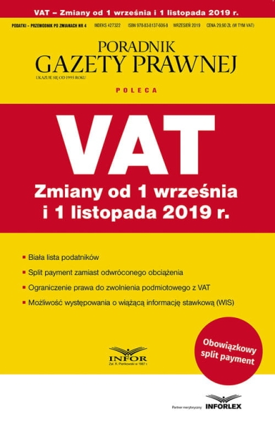 VAT ZMIANY OD 1 WRZEŚNIA I 1 LISTOPADA PODATKI 