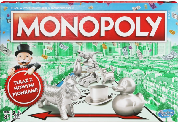 GRA MONOPOLY STANDARD Z NOWYMI PIONKAMI PLANSZOWA EKONOMICZNA