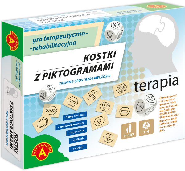 GRA TERAPEUTYCZNO-REHABILITACYJNA. TERAPIA. KOSTKI Z PIKTOGRAMAMI