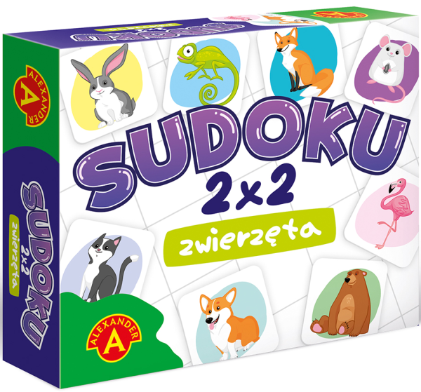 GRA DLA DZIECI SUDOKU 2X2 ZWIERZĘTA LOGICZNA UKŁADANKA