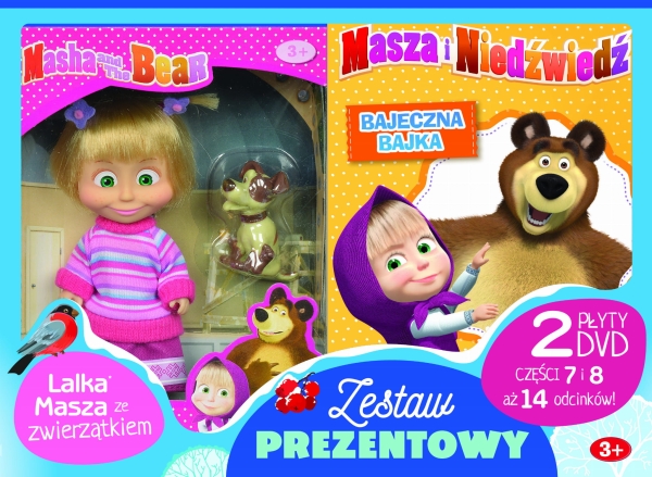 MASZA I NIEDŹWIEDŹ CZ 7-8 2 DVD LALKA ZE ZWIERZĄTKIEM