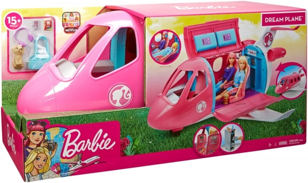 BARBIE GDG76 SAMOLOT + AKCESORIA PRZEKĄSKI SŁUCHAWKI