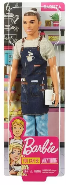 BARBIE KARIERA FXP01 KEN BARISTA LALKA + AKCESORIA