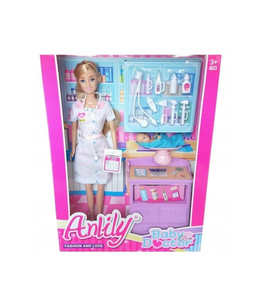 LALKA ANLILY 30 CM LEKARZ I DZIECKO + AKCESORIA