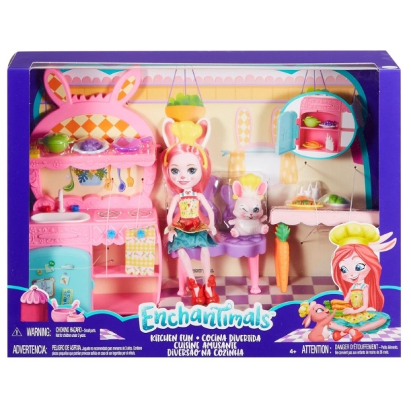 ENCHANTIMALS. FRH44 LALKA BREE BUNNY I KRÓLICZEK TWIST + KUCHNIA