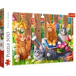 PUZZLE 500 ELEMENTÓW KOTKI W OGRODZIE