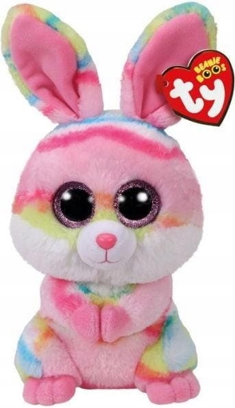 TY BEANIE BOOS. KOLOROWY KRÓLIK LOLLOPOP, 24 CM