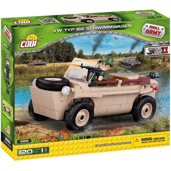 COBI 2188. SMALL ARMY. VW TYP 166 SCHWIMMWAGEN, NIEMIECKI PŁYWAJĄCY SAMOCHÓD TERENOWY
