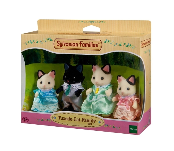 SYLVANIAN FAMILIES RODZINA KOTKÓW Z CZARNYM USZKIEM FIGURKI