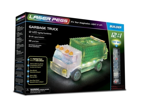 KLOCKI LASER PEGS 12 W 1 GARBAGE TRUCK