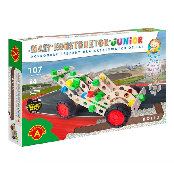 MAŁY KONSTRUKTOR JUNIOR BOLID 107 ELEMENTÓW