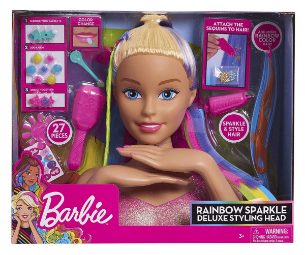 BARBIE GŁOWA DO STYLIZACJI TĘCZOWE WŁOSY