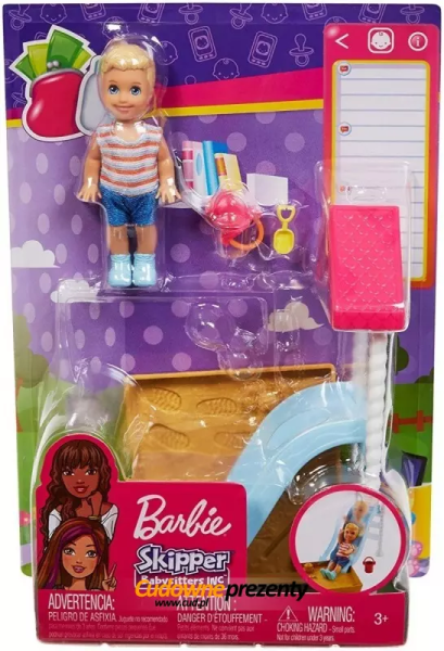 BARBIE SKIPPER FXG94 AKCESORIA SPACEROWE Z LALECZKĄ PIASKOWNICA