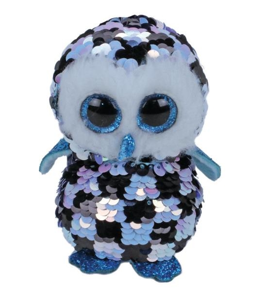 TY FLIPPABLE CEKINOWA NIEBIESKO-CZARNA SOWA 24 CM
