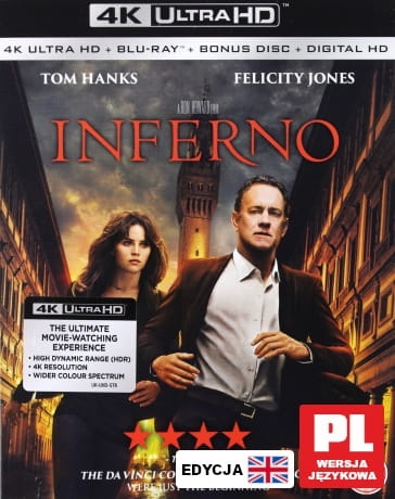 INFERNO BLU RAY 4K UHD HOWARD HANKS BROWN