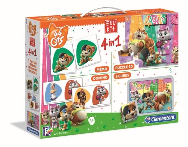 GRA EDUKACYJNA EDUKIT 4 W 1 44 KOTY PUZZLE DOMINO