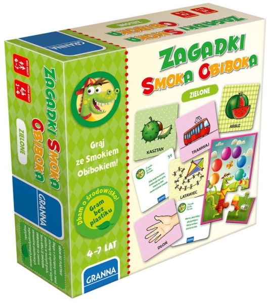 ZIELONA GRA ZAGADKI SMOKA OBIBOKA GRA EDUKACYJNA