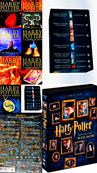 HARRY POTTER 8 X KSIĄŻKA I 8 X DVD ROWLING  ZESTAW  PREZENTOWY