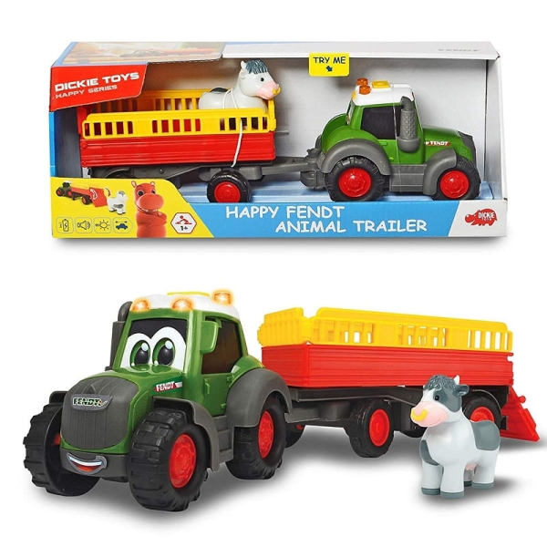 HAPPY FENDT TRAKTOR PRZYCZEPKA ZE ZWIERZĄTKAMI